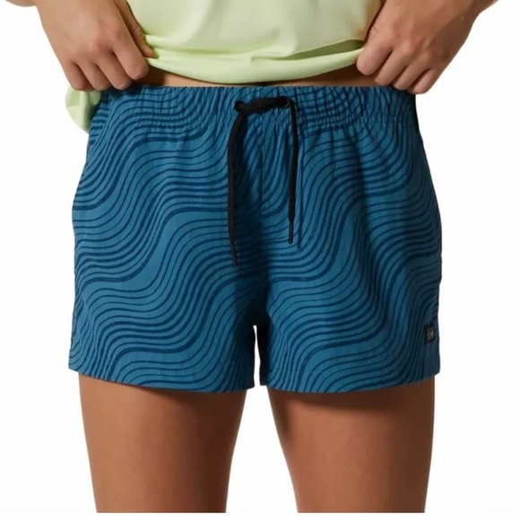 Mountain Hardwear Women's Stryder Swim Shorts Blue Caspian Waves Pull On  XS NWT - Picture 1 of 11